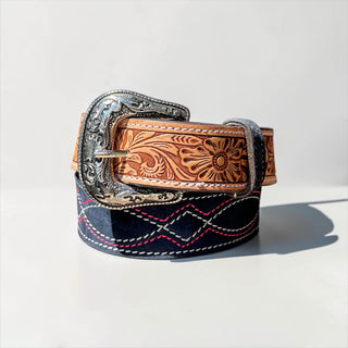 Navy/pink BootStitch belt