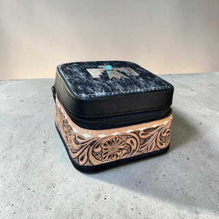 Black tooled leather Thunderbird jewelry box