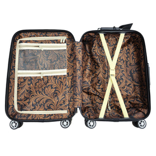 Floral tooling print luggage rolling suitcase