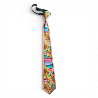 Sunflower tooled leather tie