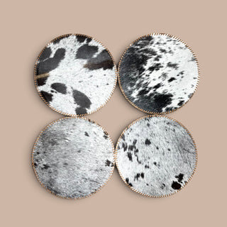 All brown cowhide placemats- set of 4