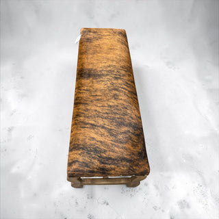 All cowhide wood bench