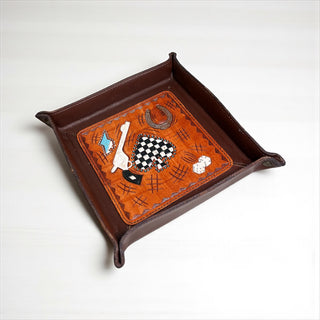 Punchy tooled leather tray