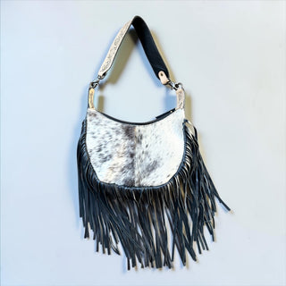Black fringe shoulder bag