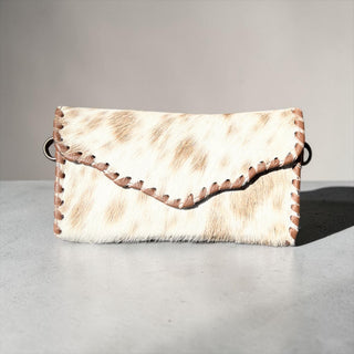 Tan all cowhide crossbody wallet