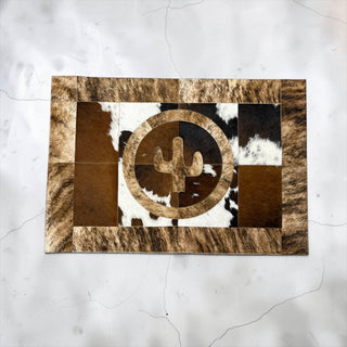 2x3ft cactus cowhide patchwork doormat