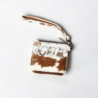 Tan all cowhide wristlet wallet