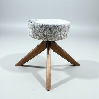 Small salt/pepper cowhide stool