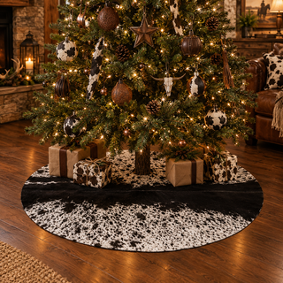 3.6x3.6ft salt pepper cowhide tree skirt (t04)