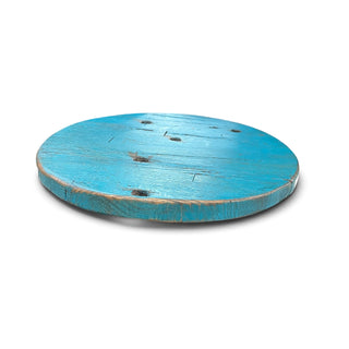 Turquoise wood lazy Susan