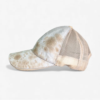 Beige all cowhide cap