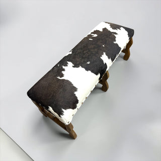 All cowhide wood bench