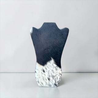 Black cowhide necklace holder
