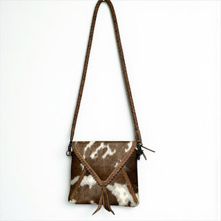 Brown Cowhide & leather crossbody bag