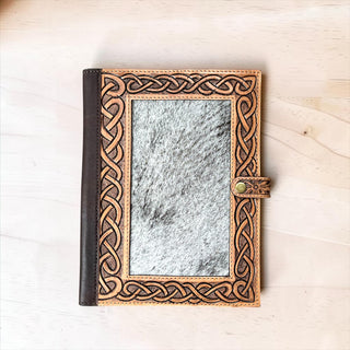 Tooled leather & cowhide book cover