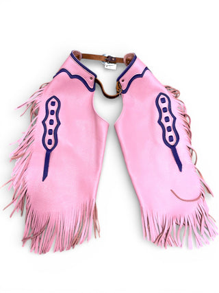 Pink leather youth chaps
