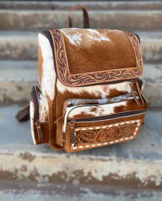 Tan Tooled Backpack