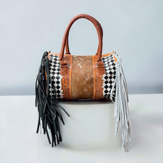 Black/white checker speedy bag