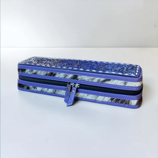 Purple tooled leather & cowhide iron case