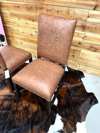 BootStitch genuine leather & cowhide armless dinning chair