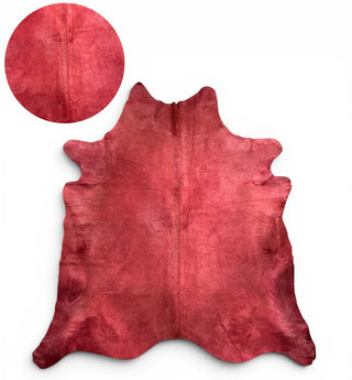 6-7’ red Brazilian cowhide rug