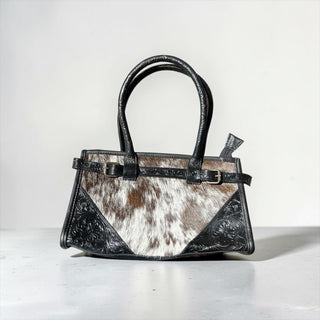 Black cowhide shoulder bag