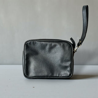 Black cowhide & leather wipes bag