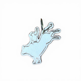 Tan bull rider cowhide keychain