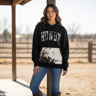 Howdy cowhide hoodie