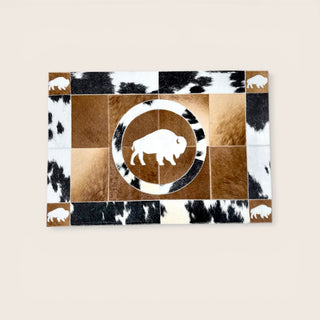2x3’ Buffalo cowhide patchwork rug