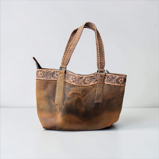 Floral leather shoulder bag