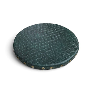 Green leather lazy Susan