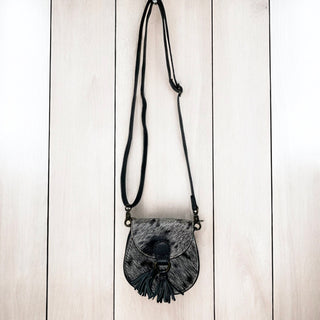 Black cowhide kids crossbody bag