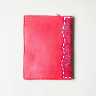 Red tooled leather & cowhide planner