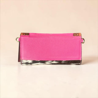 Pink BootStitch tooled leather crossbody wallet