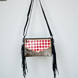 Red checkered crossbody bag