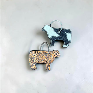 Cow tooled leather Keychain