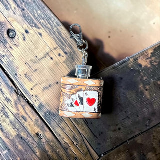 Cards tooled leather flask