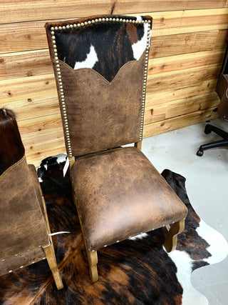 Genuine cowhide & leather armless dinning chair