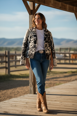 Black/white cowhide jacket (xl)