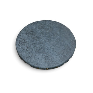 Blue floral leather lazy Susan