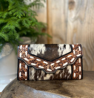 Cluch Cowhide Tooled Leather Women's Wallet