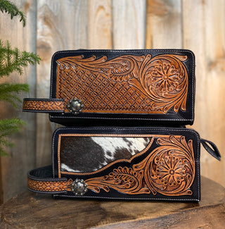 Cowhide & Tooled Leather Toiletry Bag