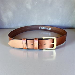 Caramel brown leather belt