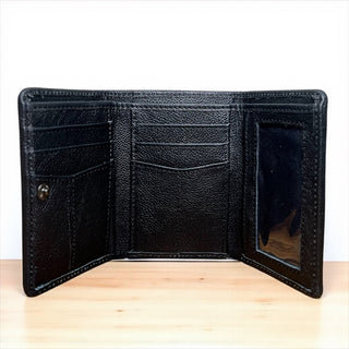 Turquoise cowhide trifold wallet