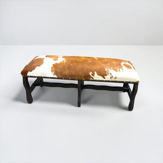 All cowhide wood bench