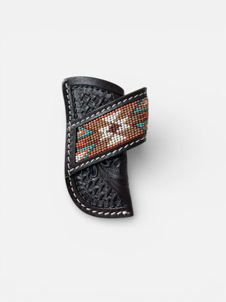 Brown tooled leather sheath