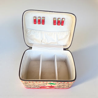 Checker cherry tooled leather jewelry box