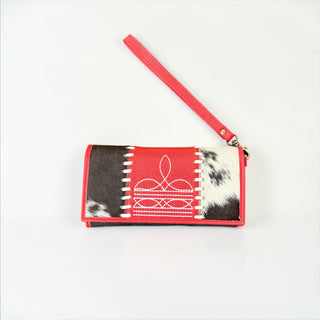 Red BootStitch crossbody wallet