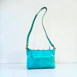 Turquoise tooled leather & cowhide crossbody bag